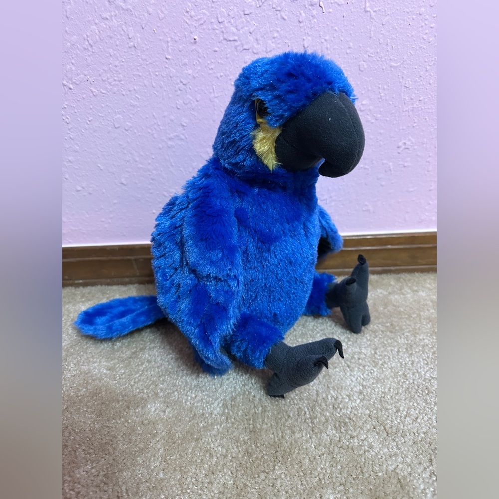Wild Republic Bird Parrot Cuddleskins Hyacinth Macaw Plush Stuffed Animal Blue